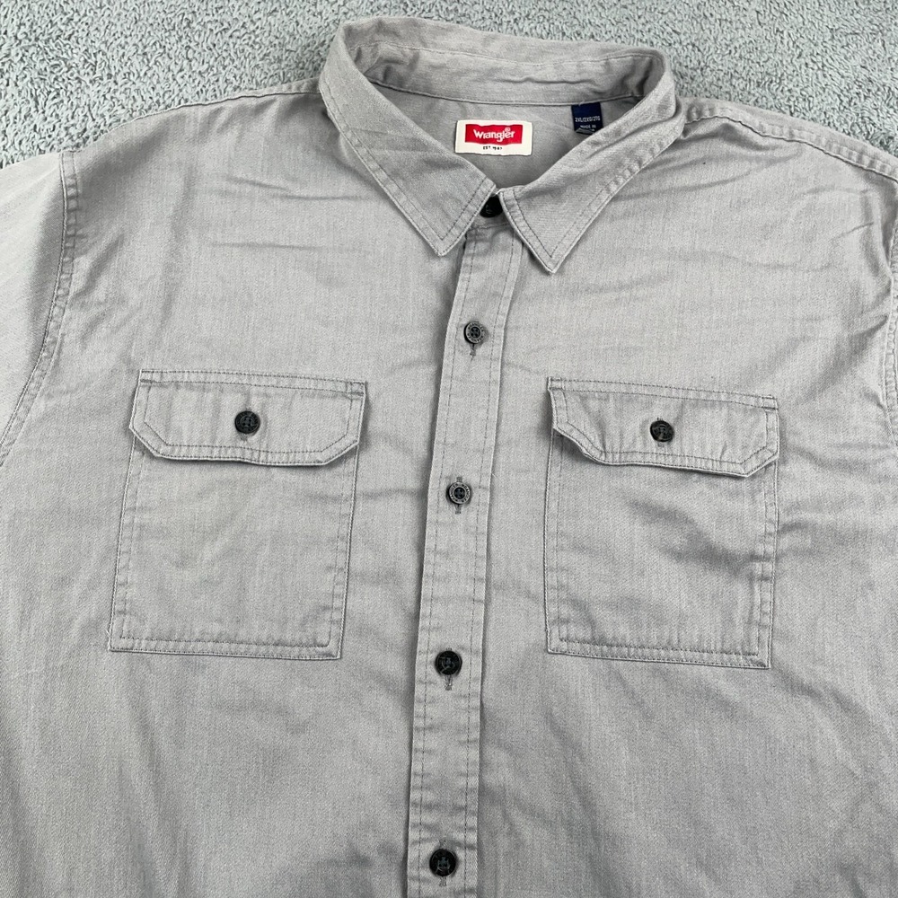 Wrangler Shirt Mens 2XL Gray Short Sleeve Workwear Outdoor Utility Hiking